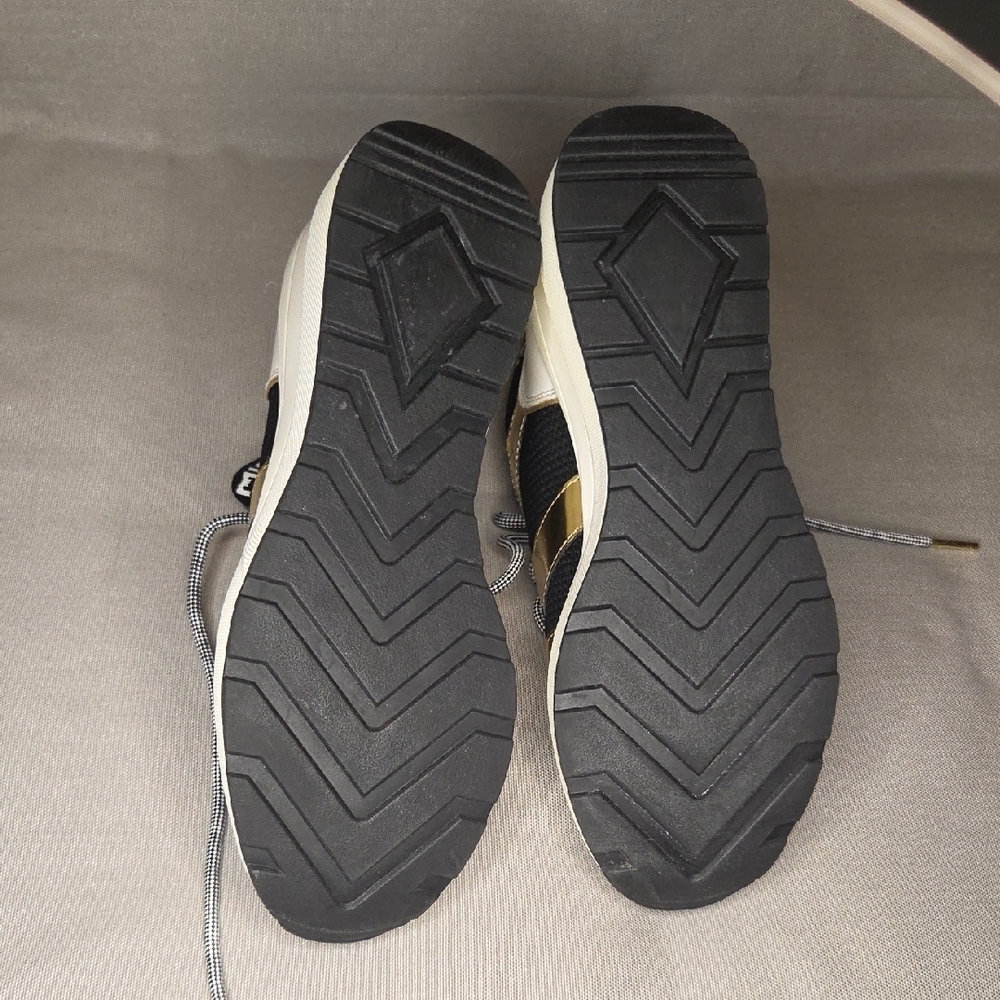 Michael Kors Hilda Knit & Leather Sock Wedge Heel Lace Up Trainers Sneakers - Picture 6 of 13